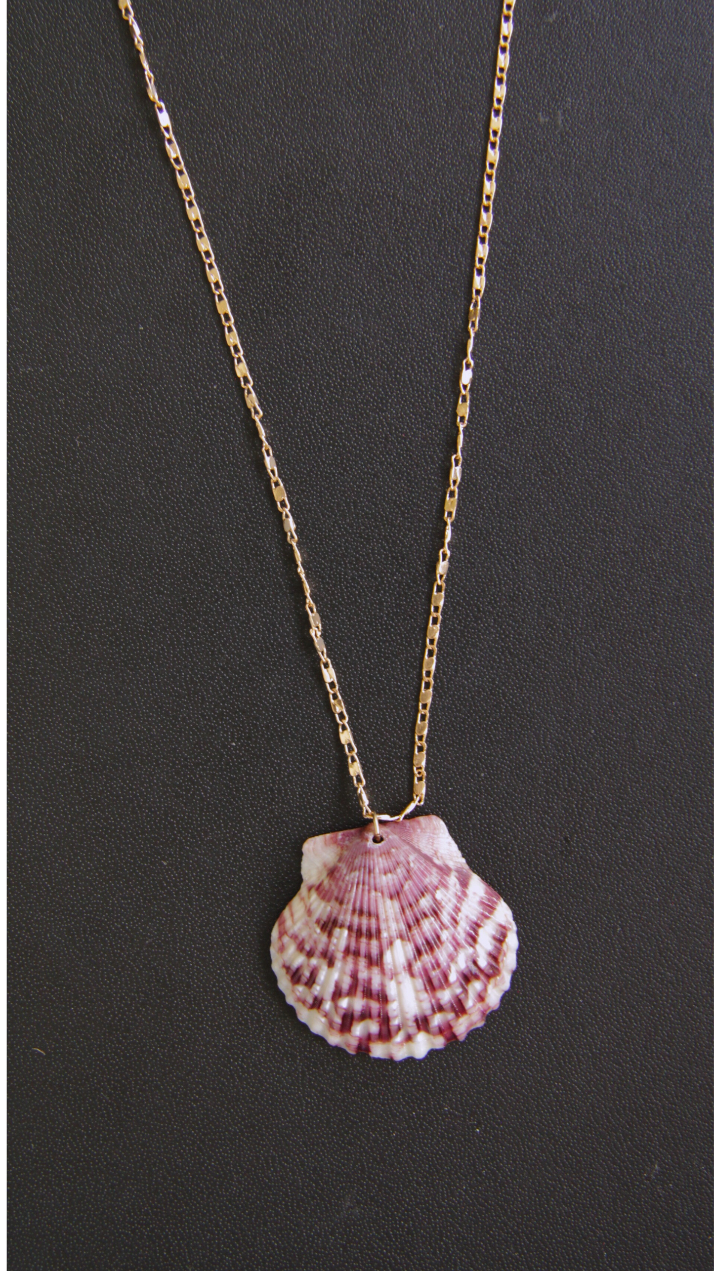 Purple & White Calico Shell Necklace