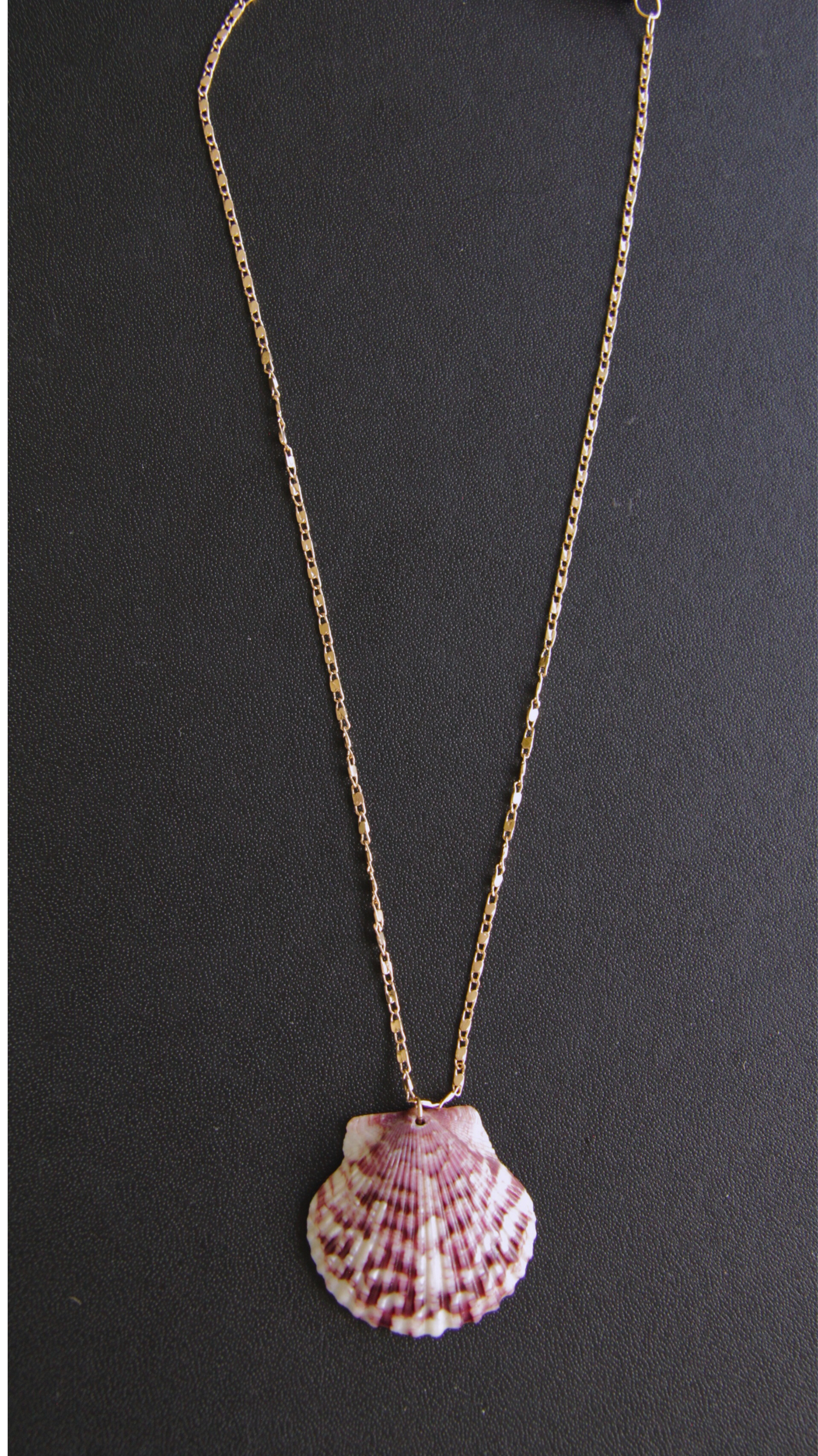 Purple & White Calico Shell Necklace