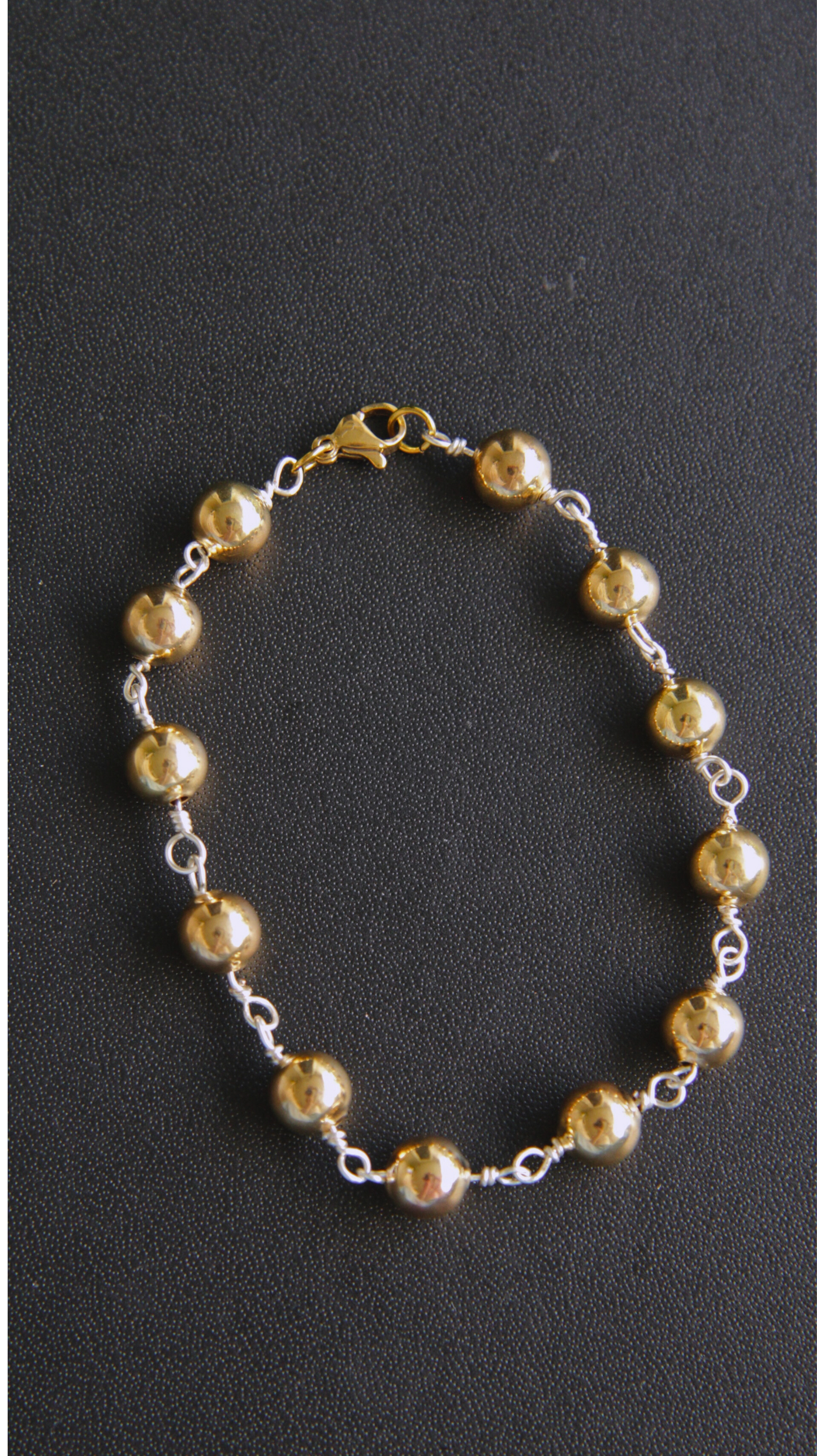 Medium Silver & Gold Bead Bracelet