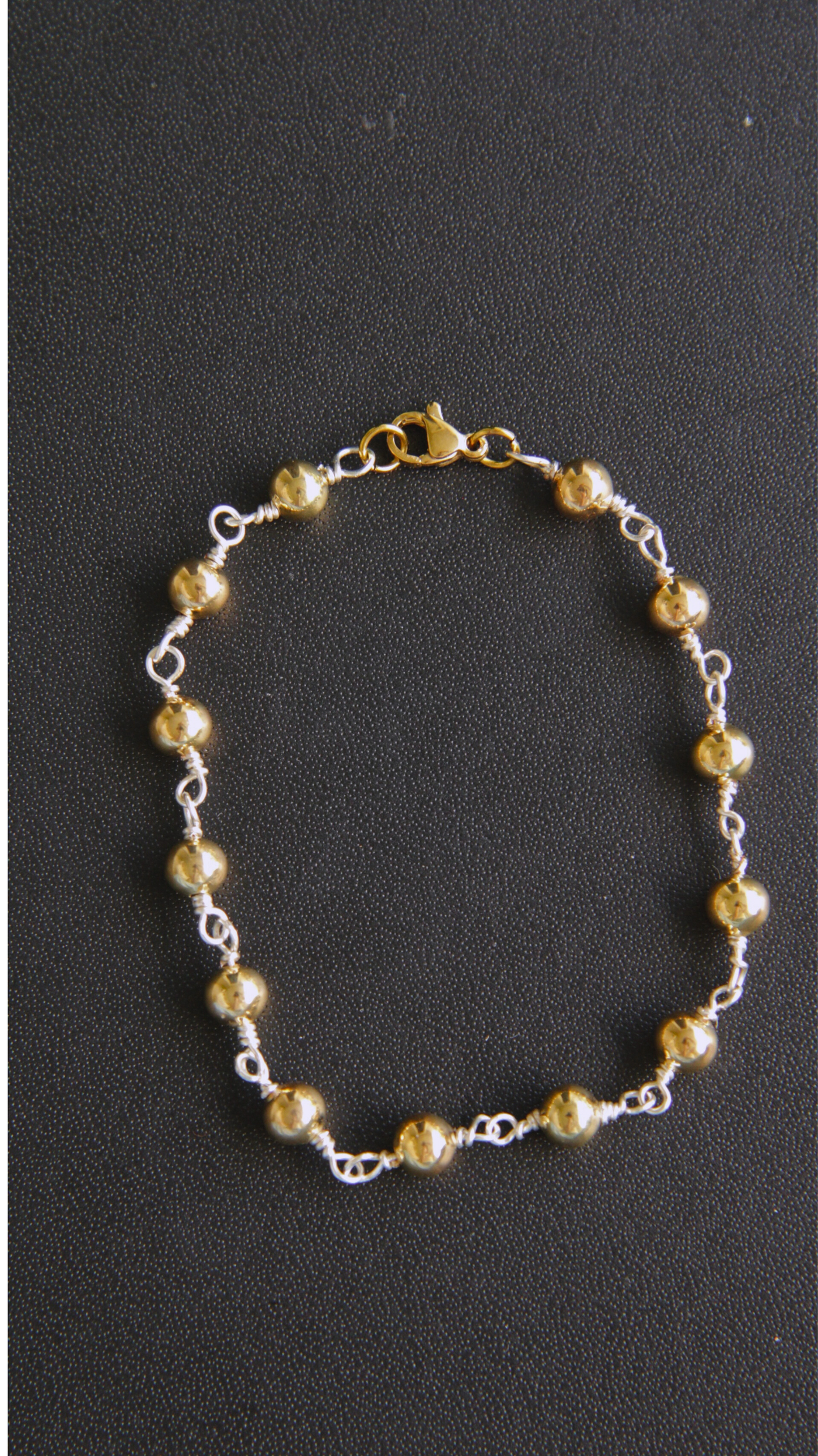 Medium Silver & Gold Bead Bracelet
