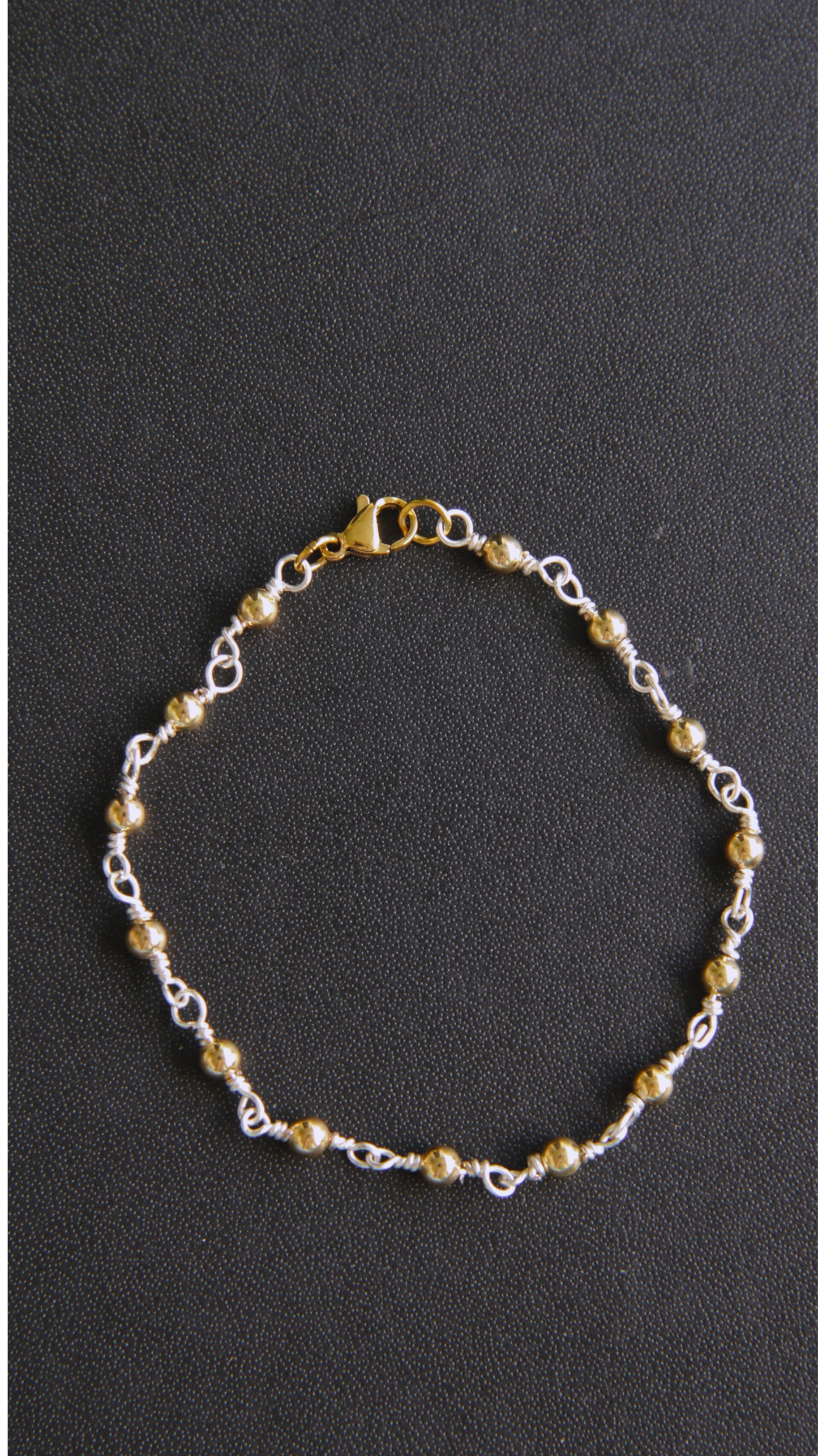 Medium Silver & Gold Bead Bracelet