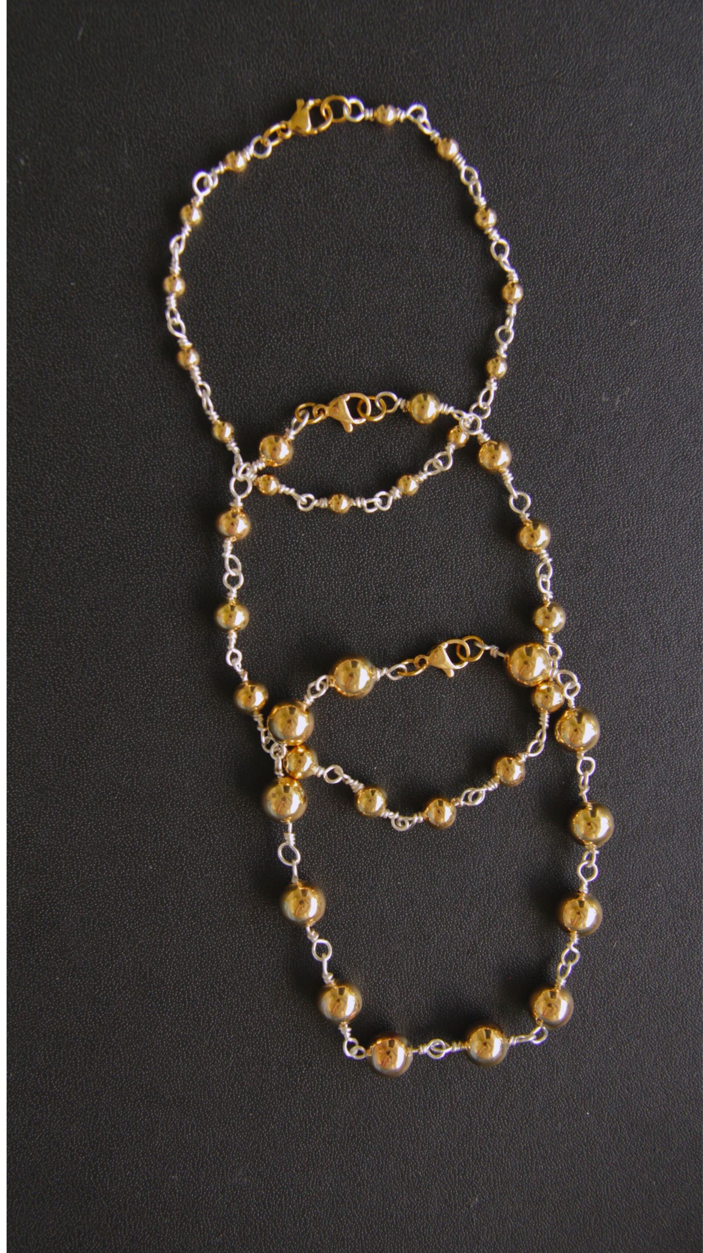 Medium Silver & Gold Bead Bracelet