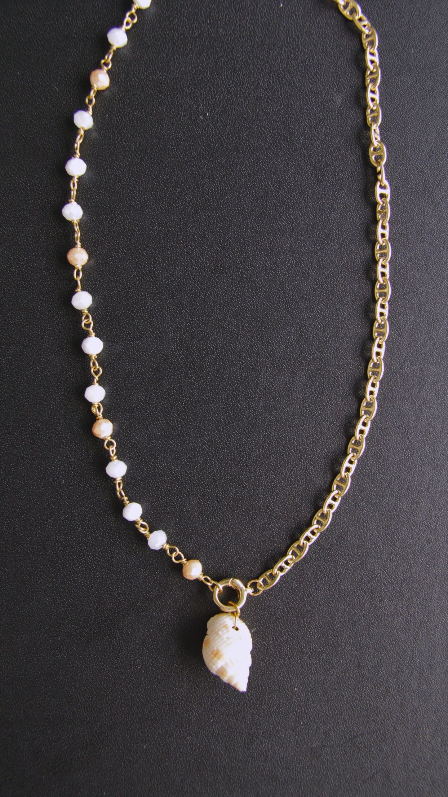 Sandy Half Chain Beaded Shell Necklace