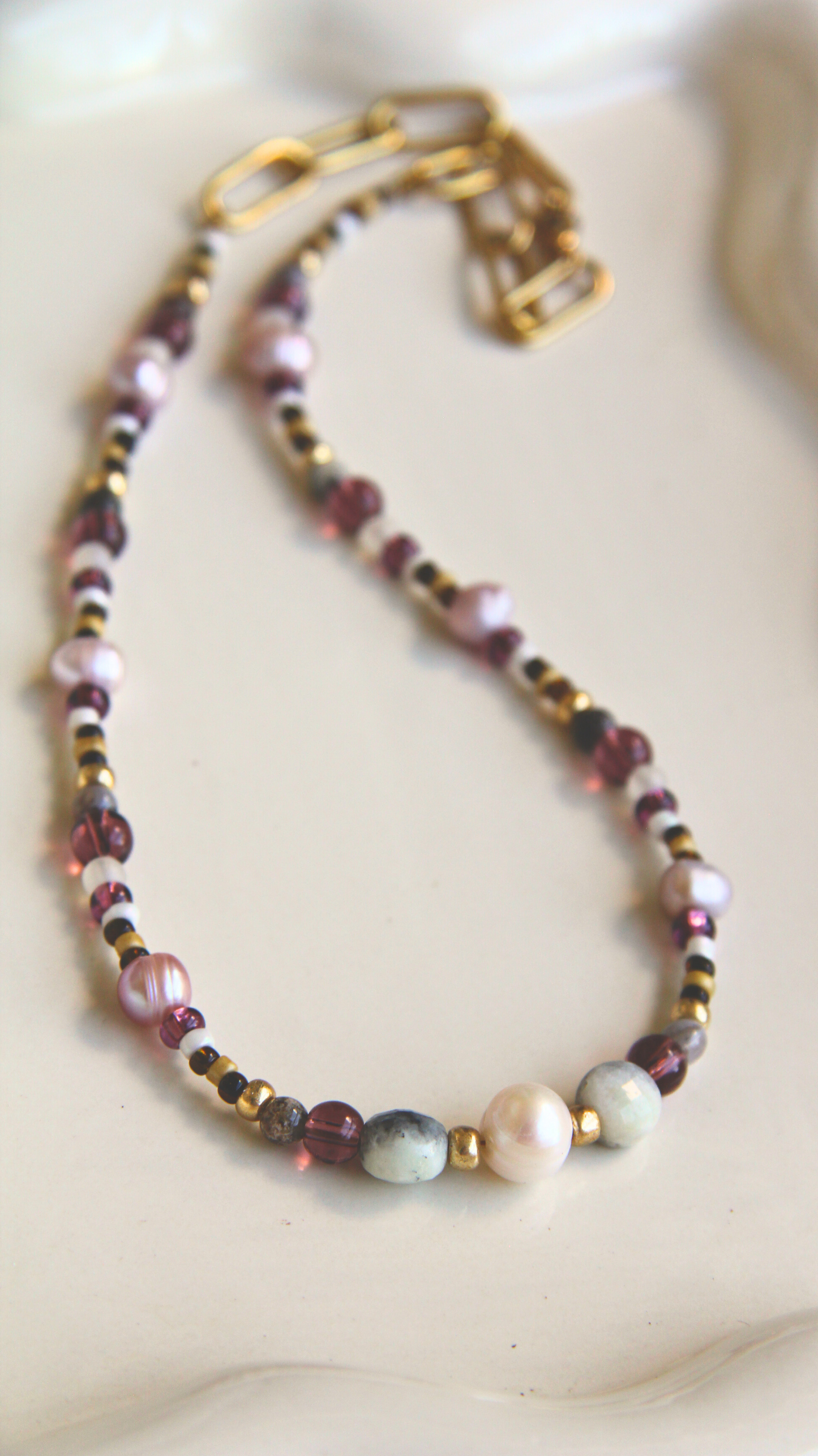 The Purple and Pearl Labradorite Necklace