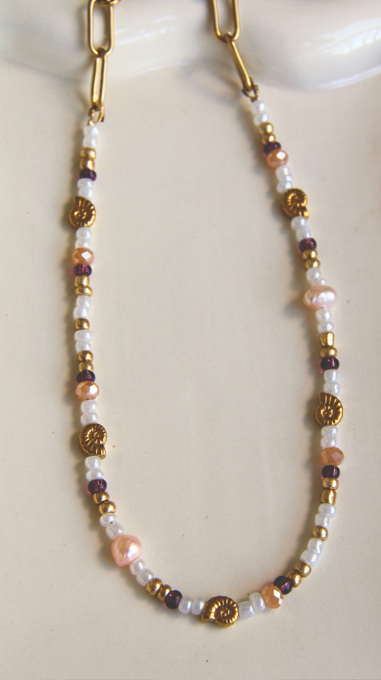 The Purple & White & Pearl Necklace