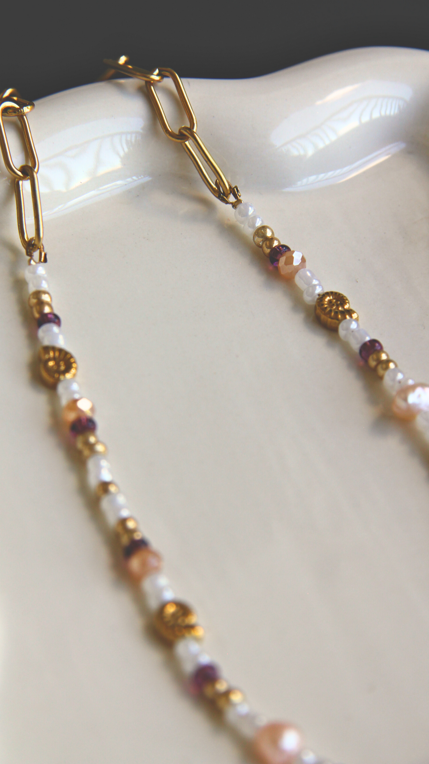 The Purple & White & Pearl Necklace