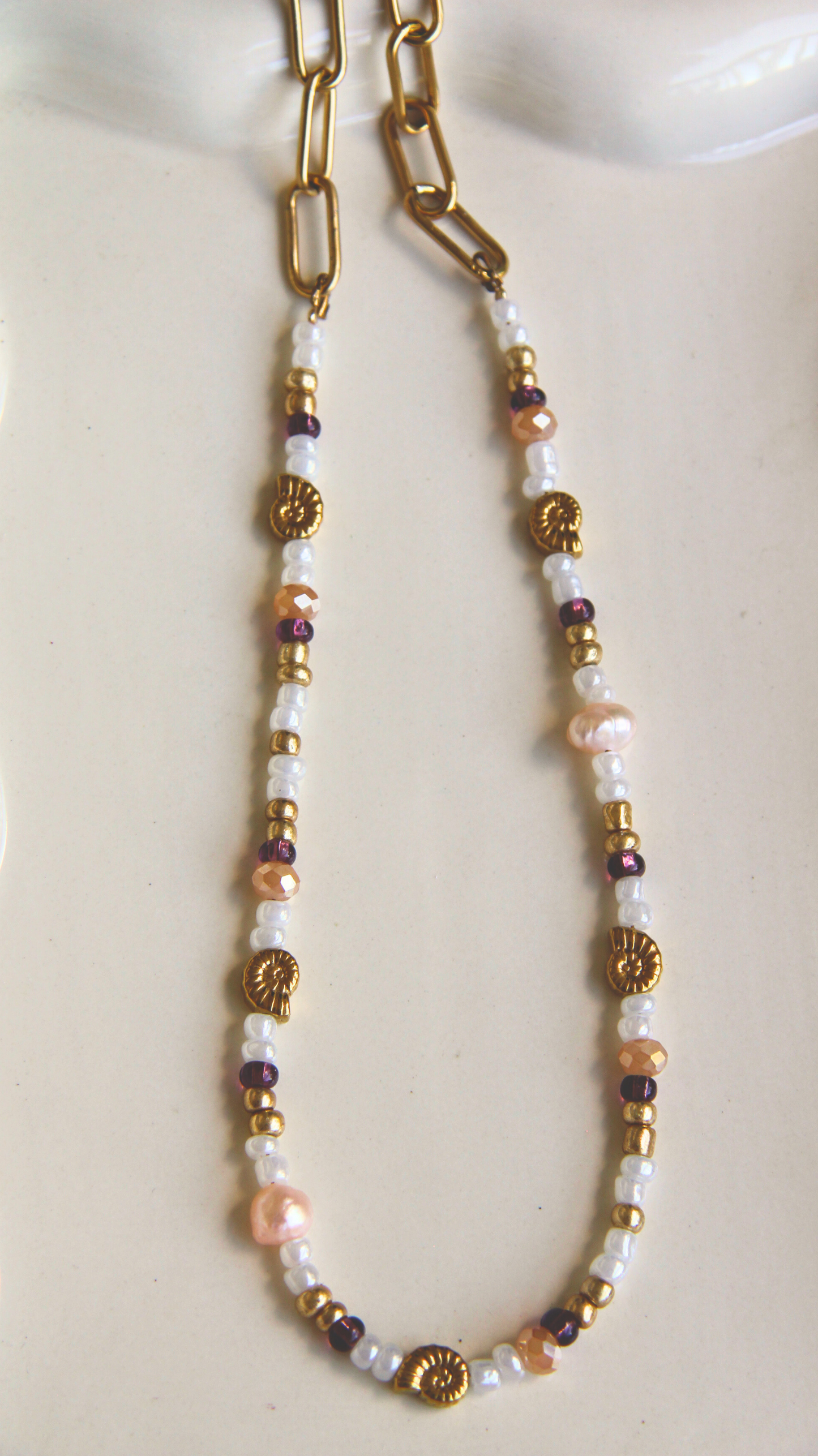 The Purple & White & Pearl Necklace