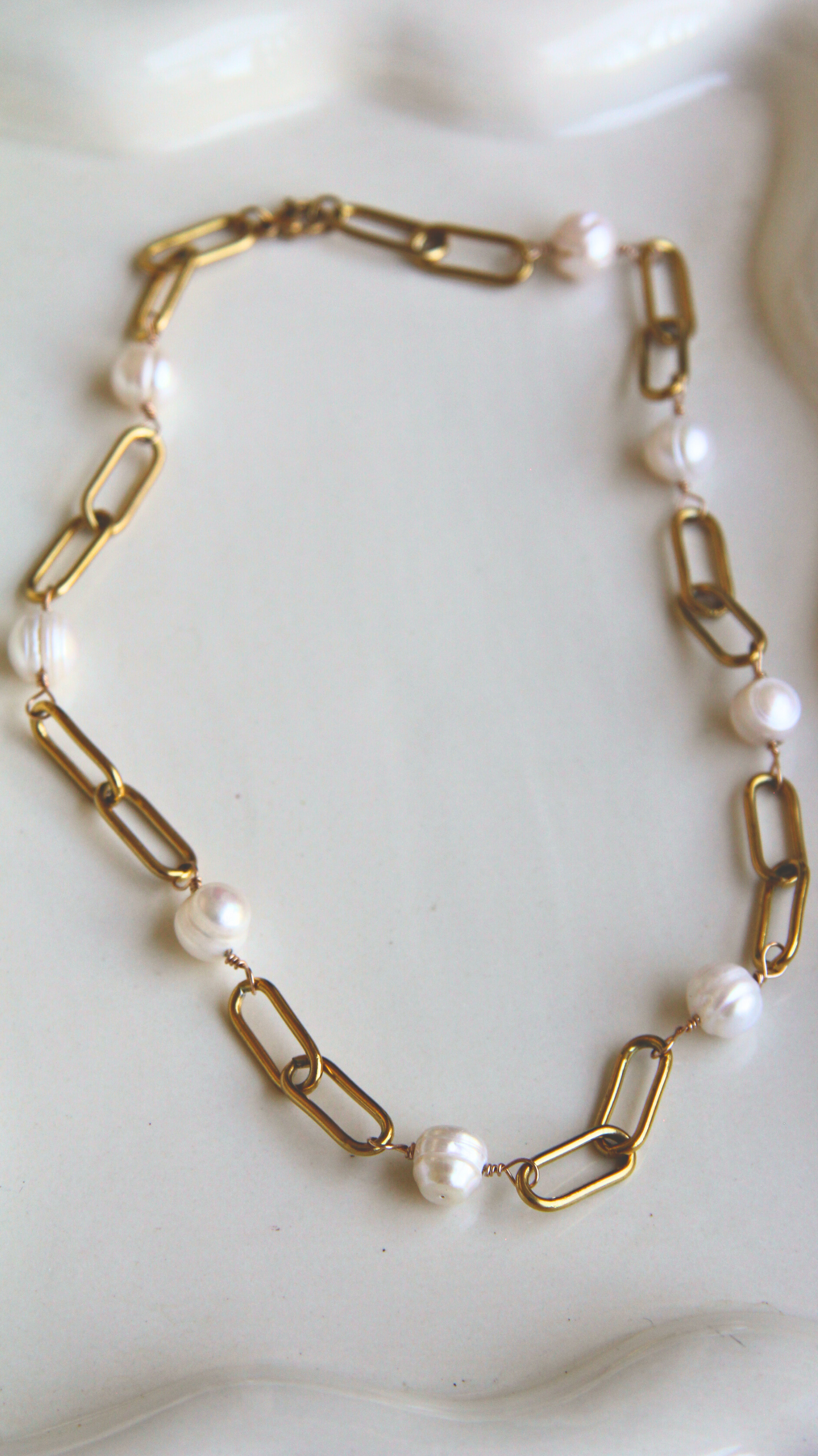 The Paperclip & Pearl Chain Necklace