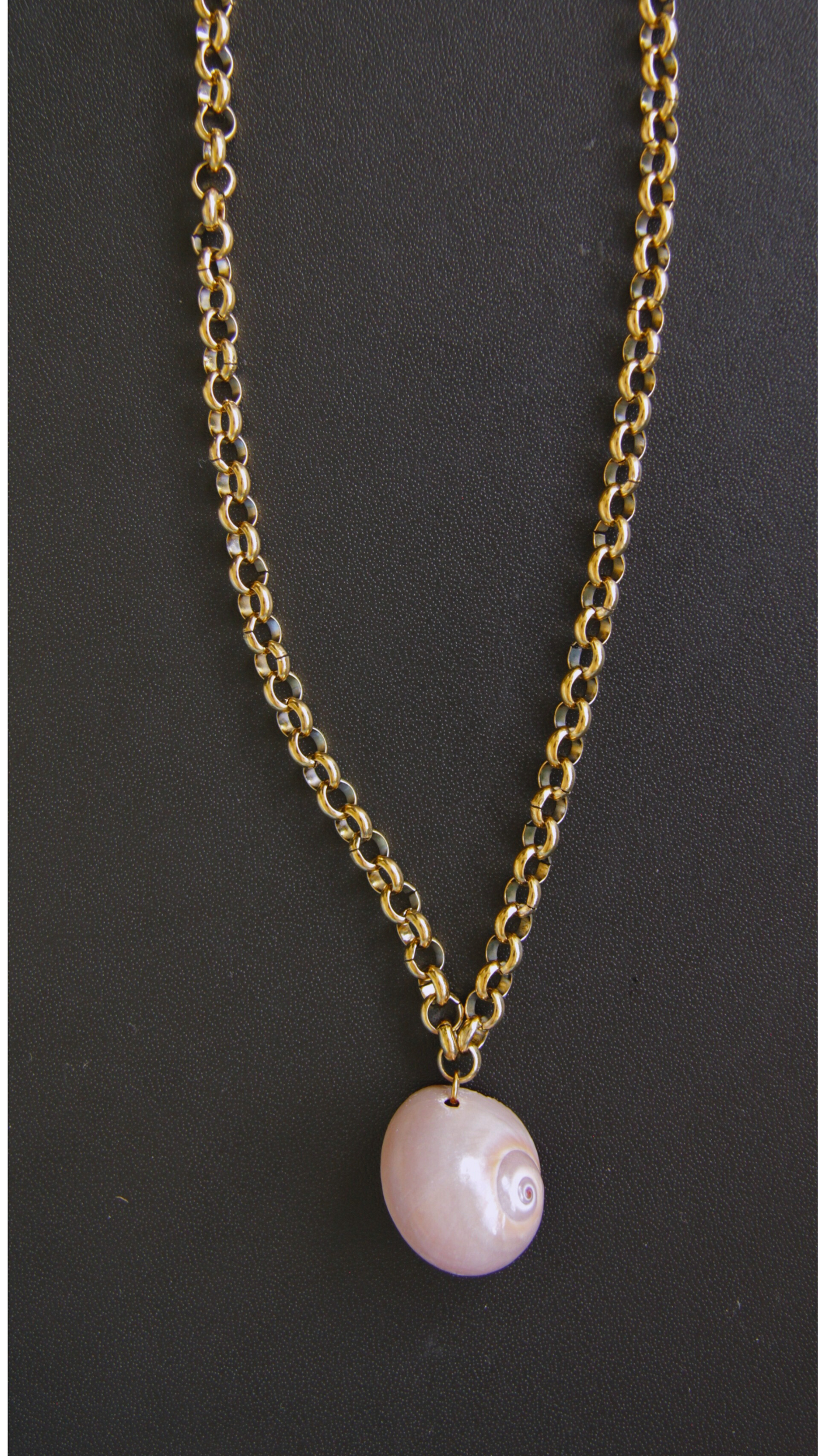 Rolo Chain Moon Shell Necklace
