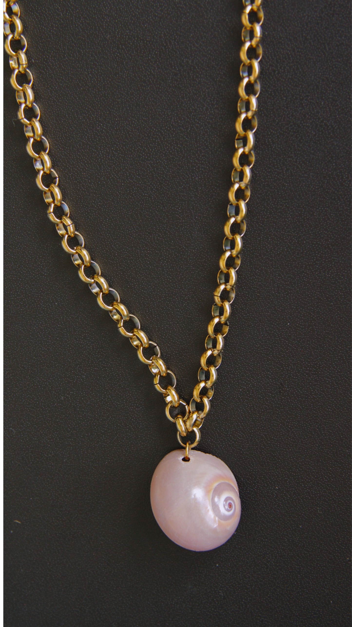 Rolo Chain Moon Shell Necklace