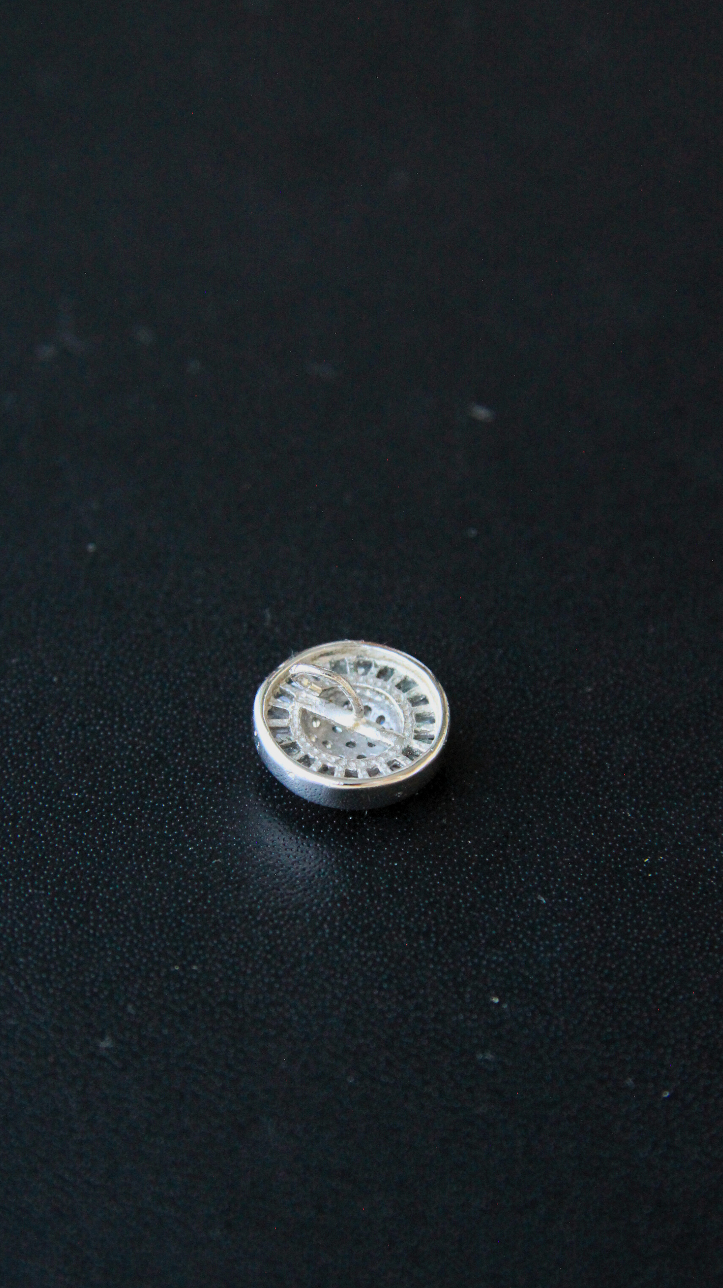 Vintage Silver Round Baguette Diamond Pendant