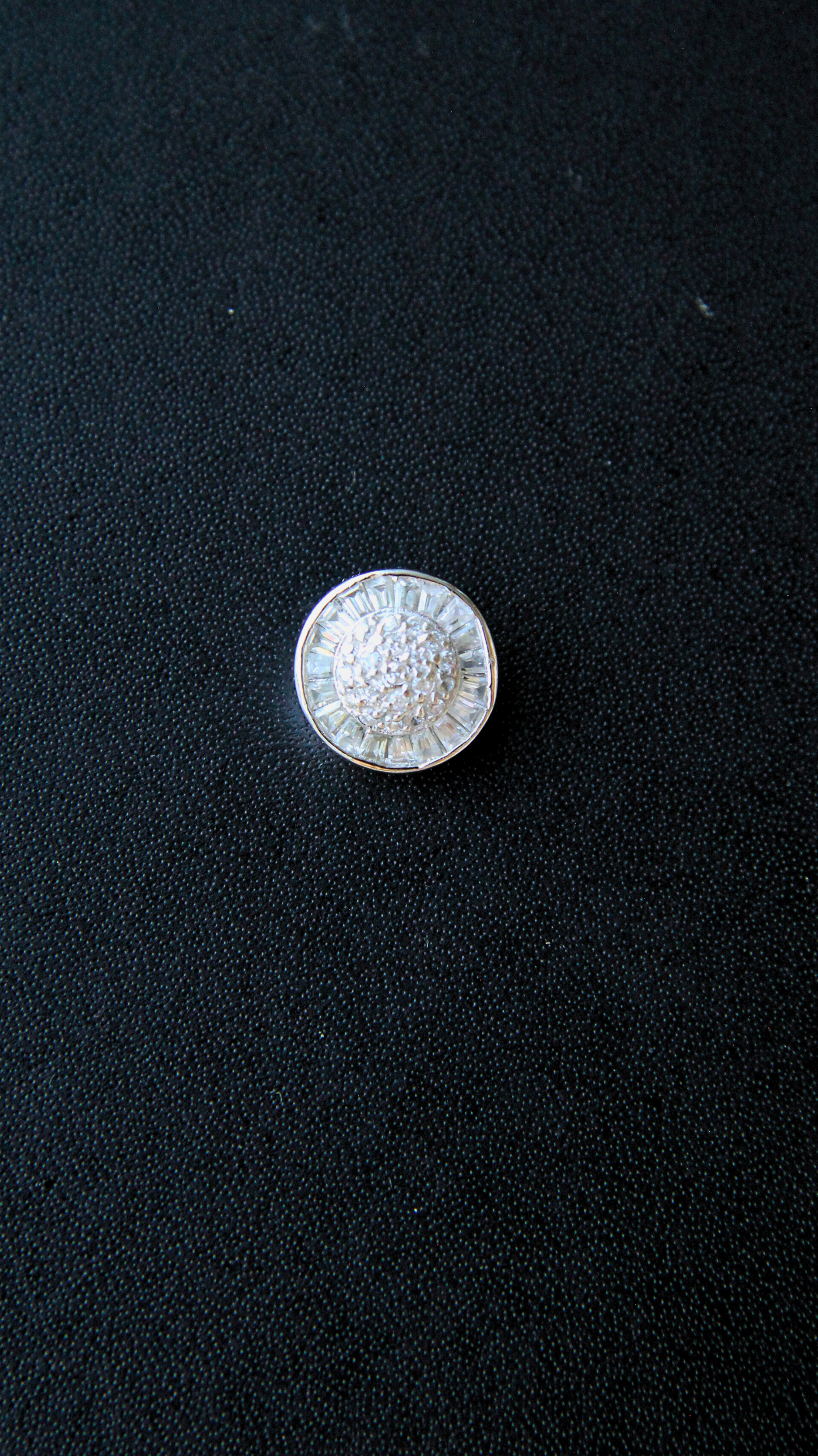 Vintage Silver Round Baguette Diamond Pendant