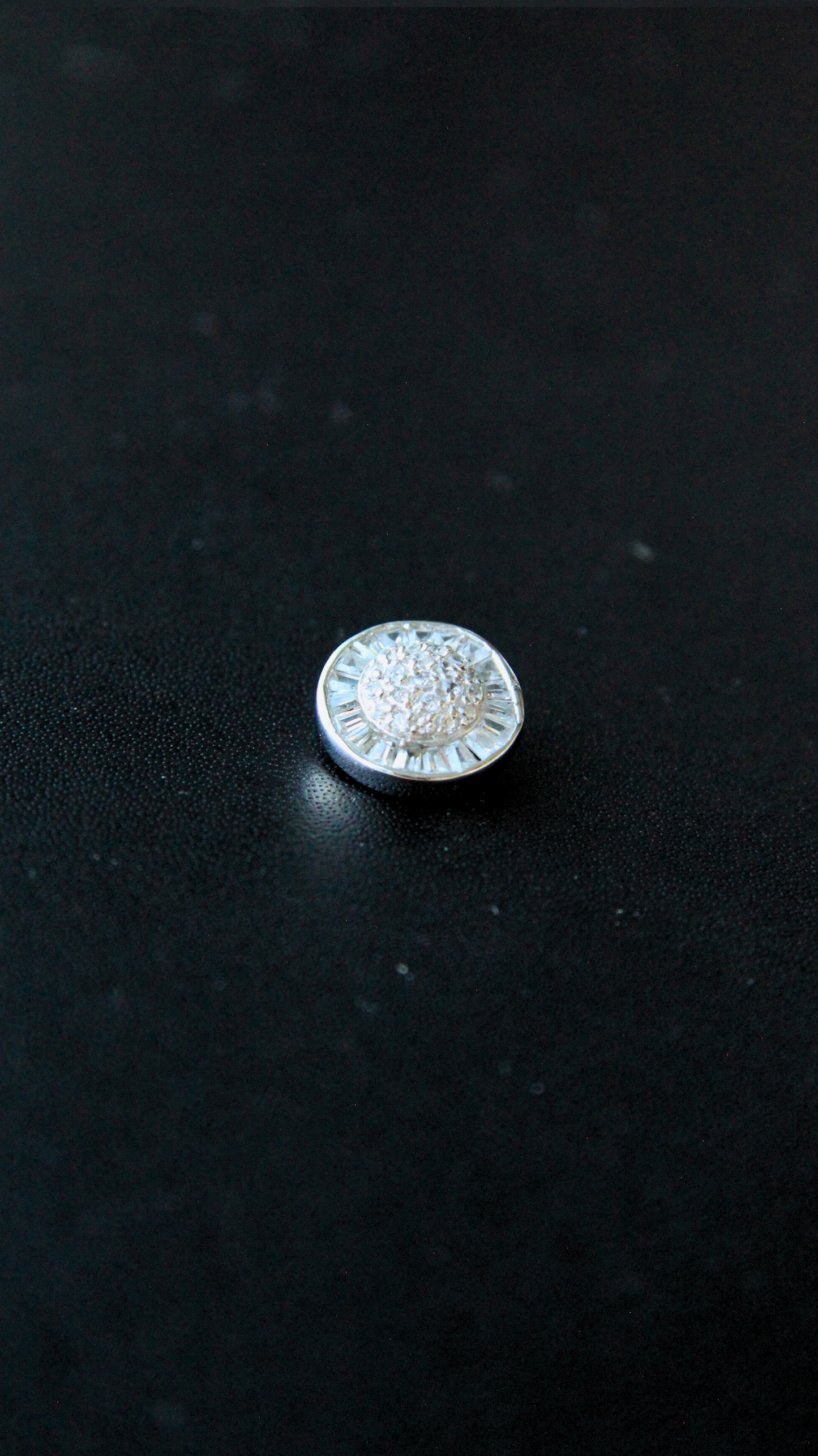 Vintage Silver Round Baguette Diamond Pendant