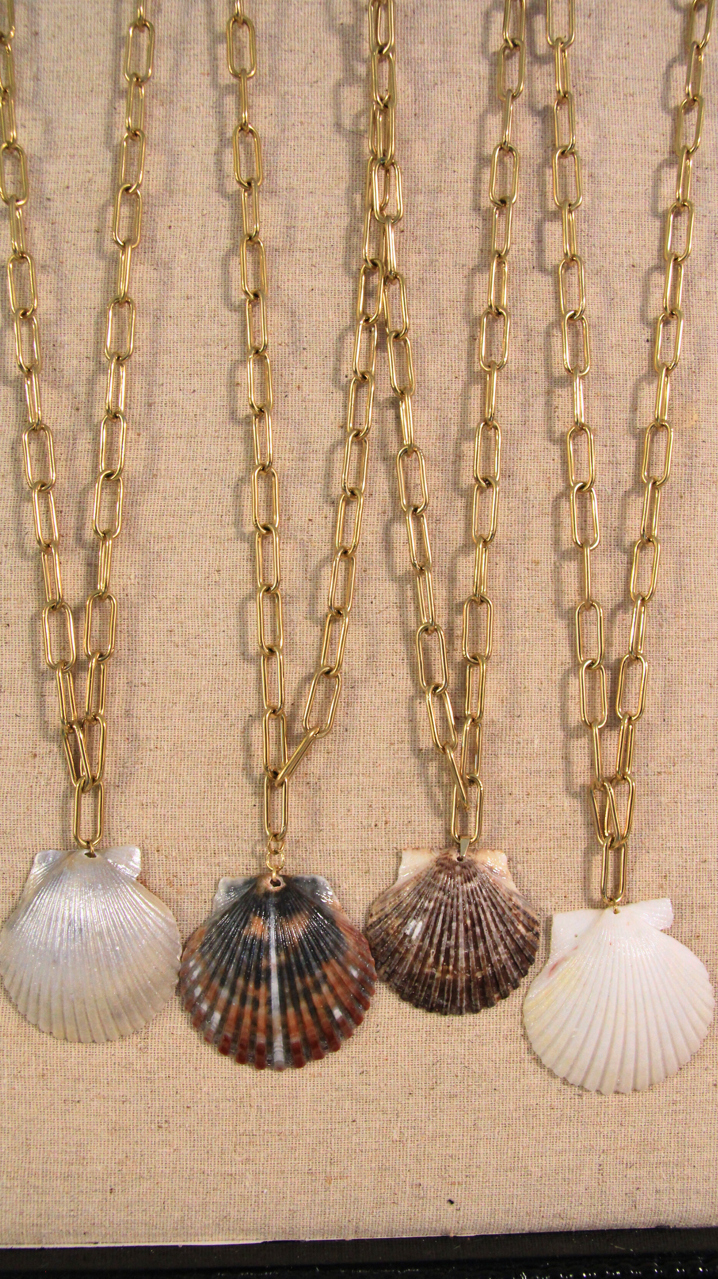 Gold Paperclip Chain Shell Necklace