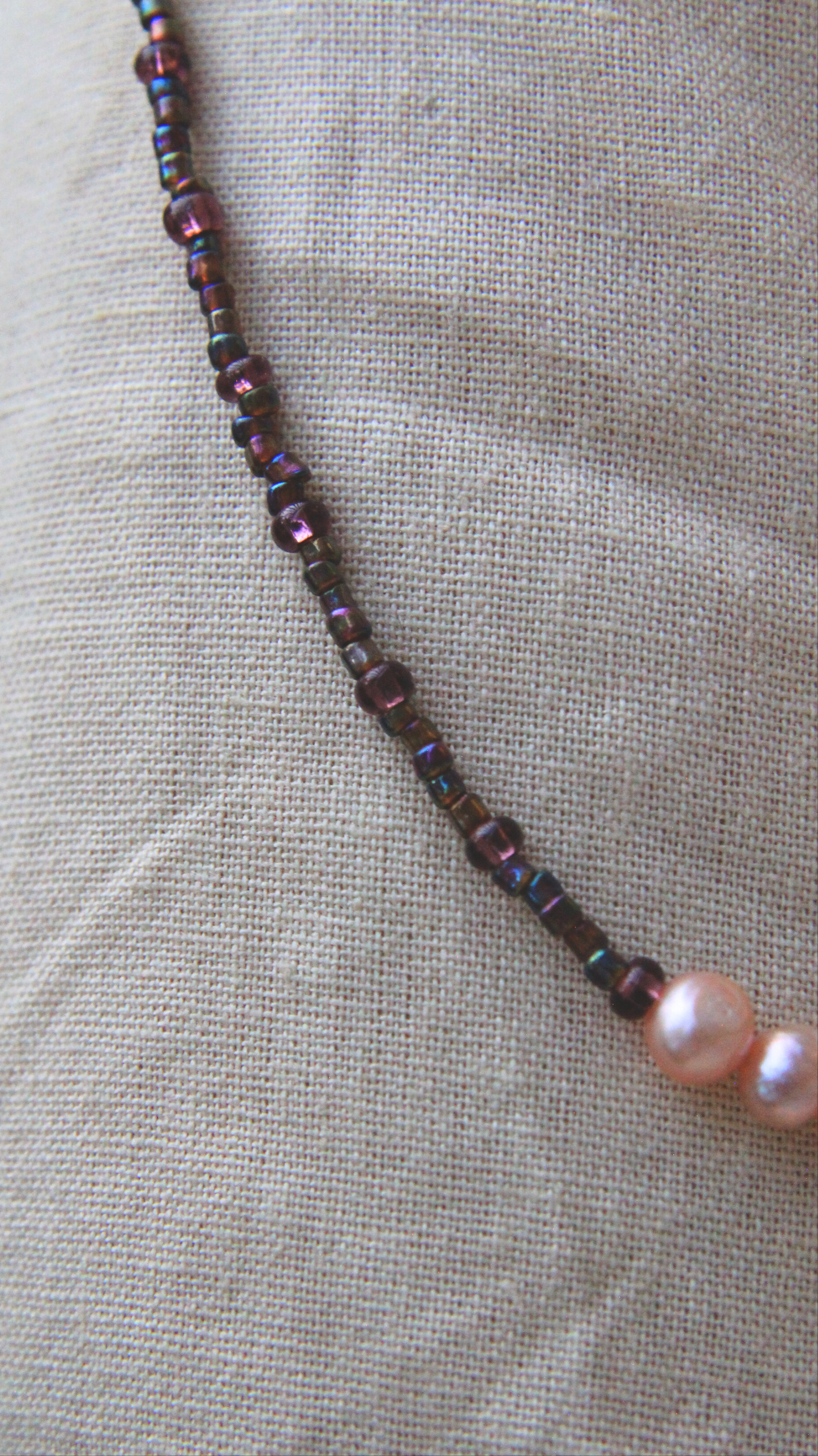 Purple & Pearl Beaded Necklace
