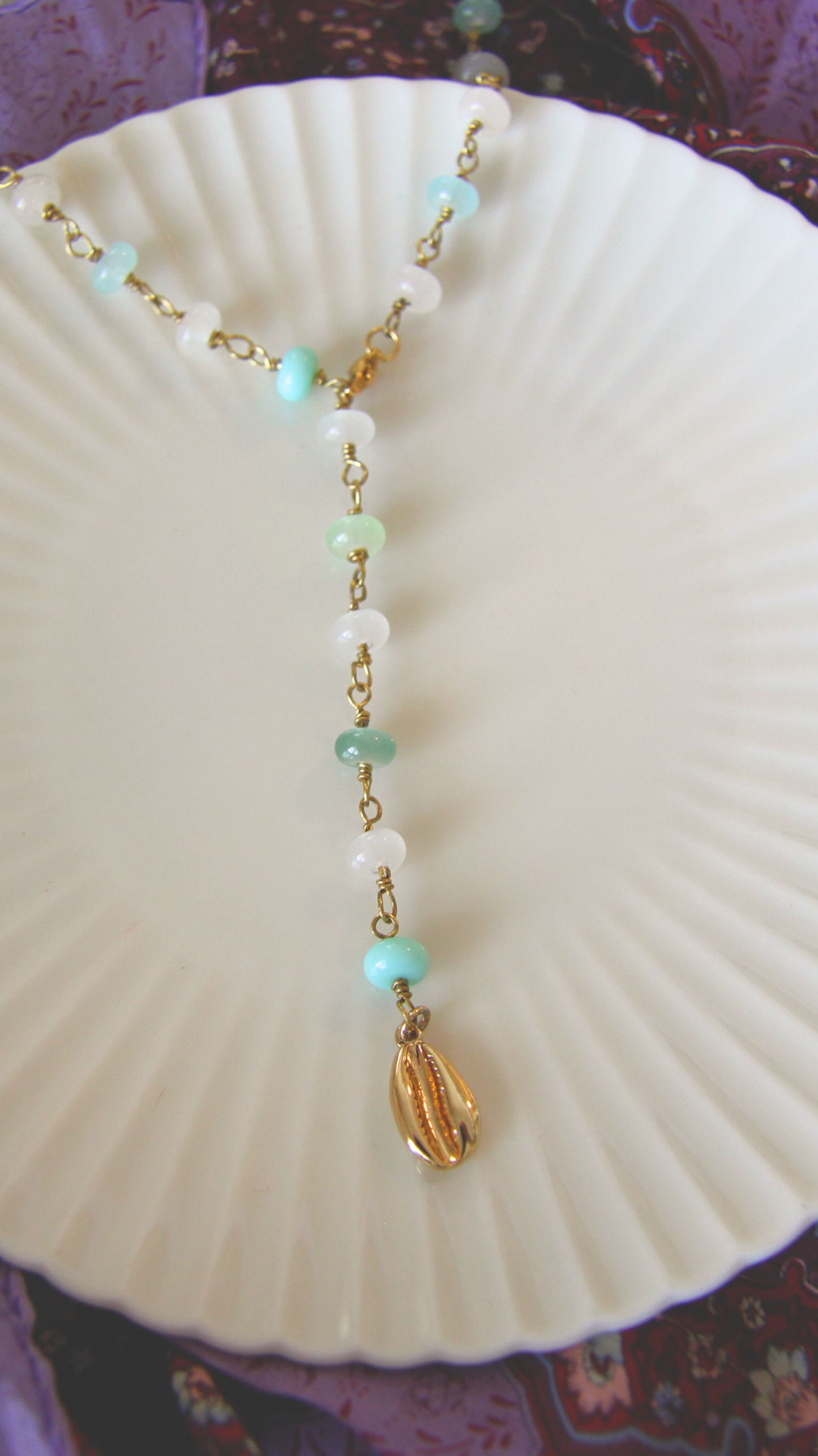 The Blue Beaded Adjustable Cowrie Necklace