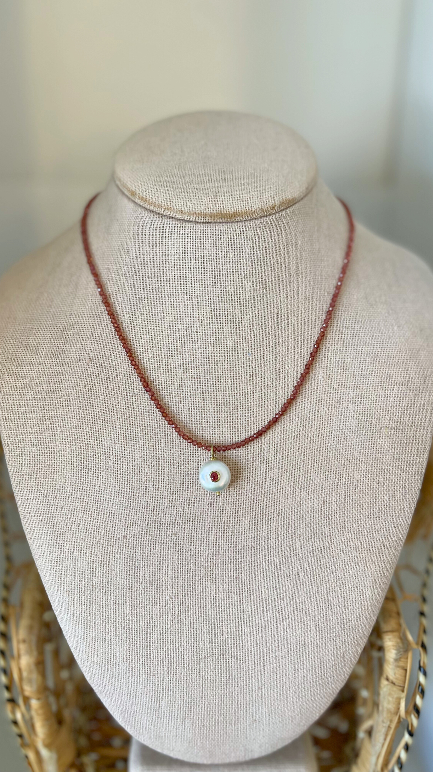 The Garnet and Pearl Candy Gemstone Necklace