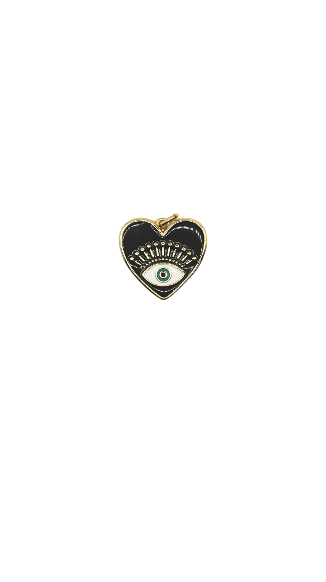 The Black Enamel Heart Eye Charm