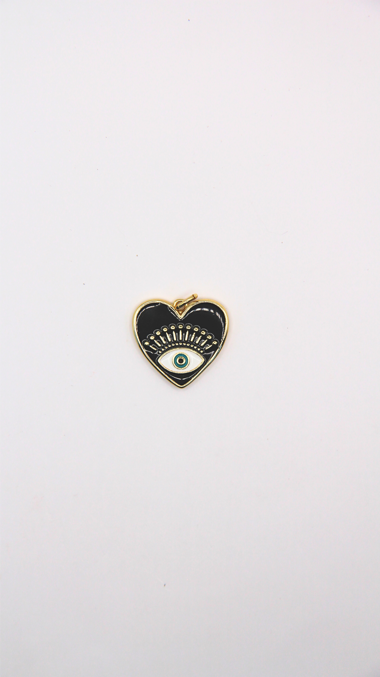 The Black Enamel Heart Eye Charm