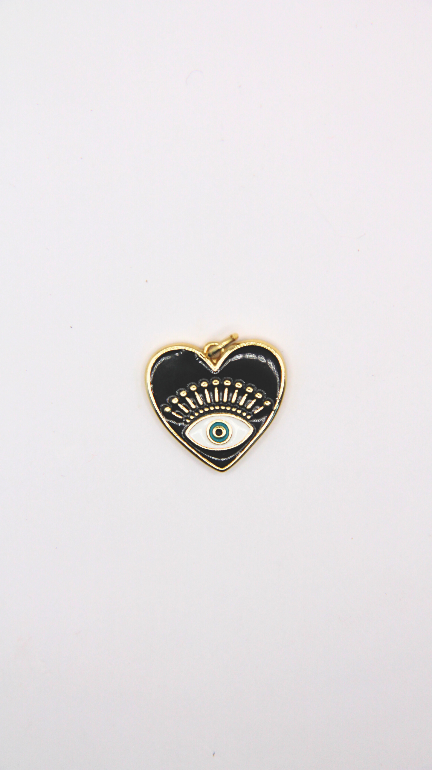 The Black Enamel Heart Eye Charm
