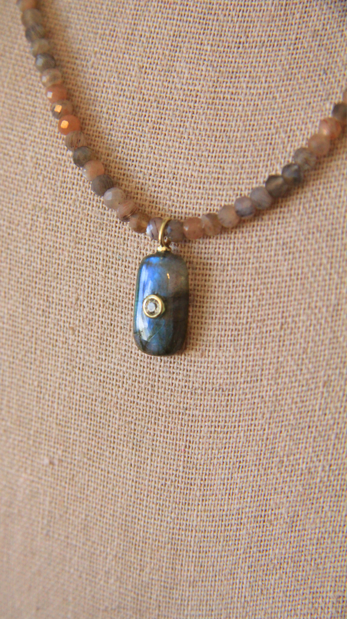 The Moonstone and Labradorite Candy Gemstone Necklace