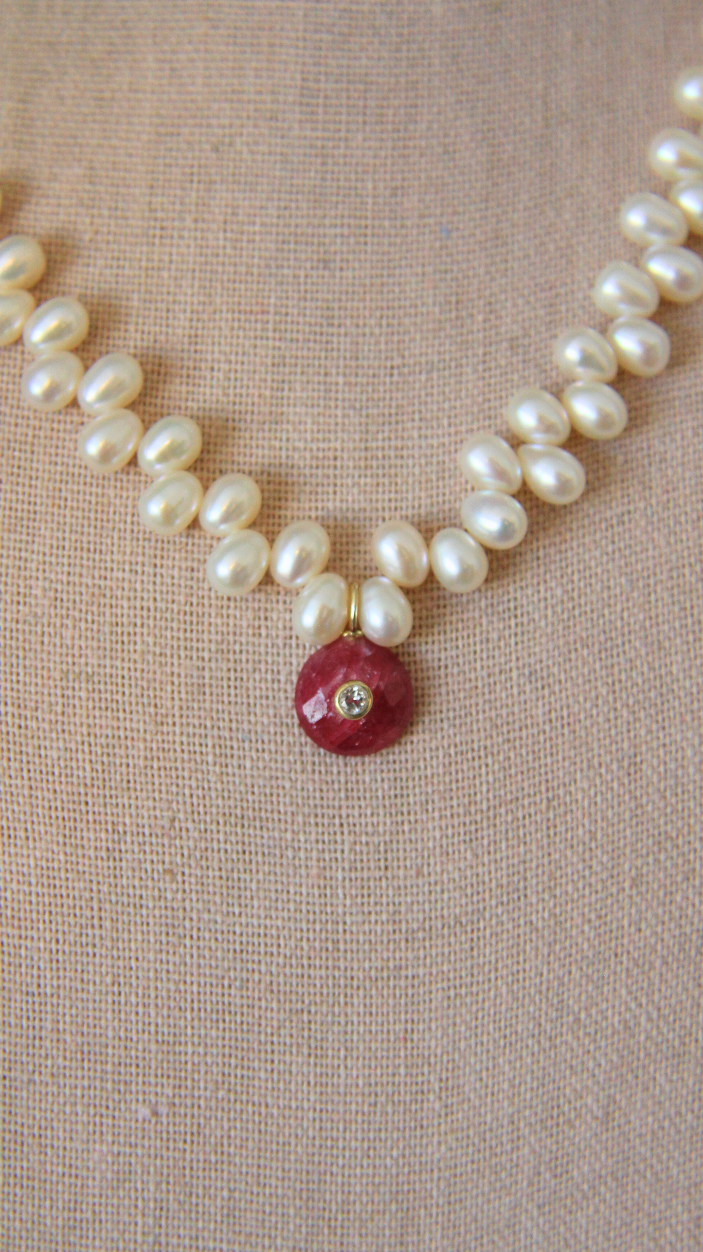 The Pearl and Ruby Candy Gemstone Necklace