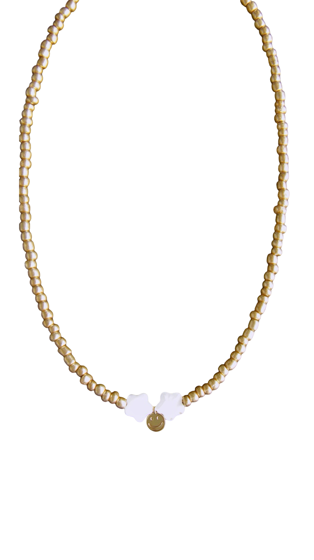 Gold Beaded Smiley Necklace