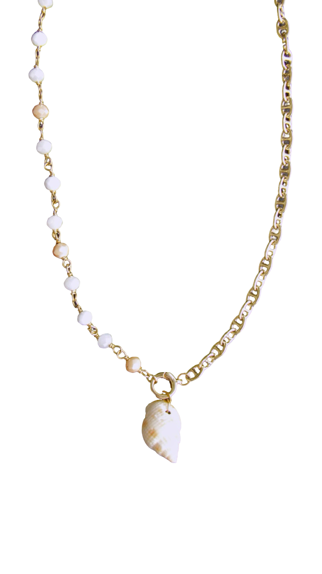 Sandy Half Chain Beaded Shell Necklace