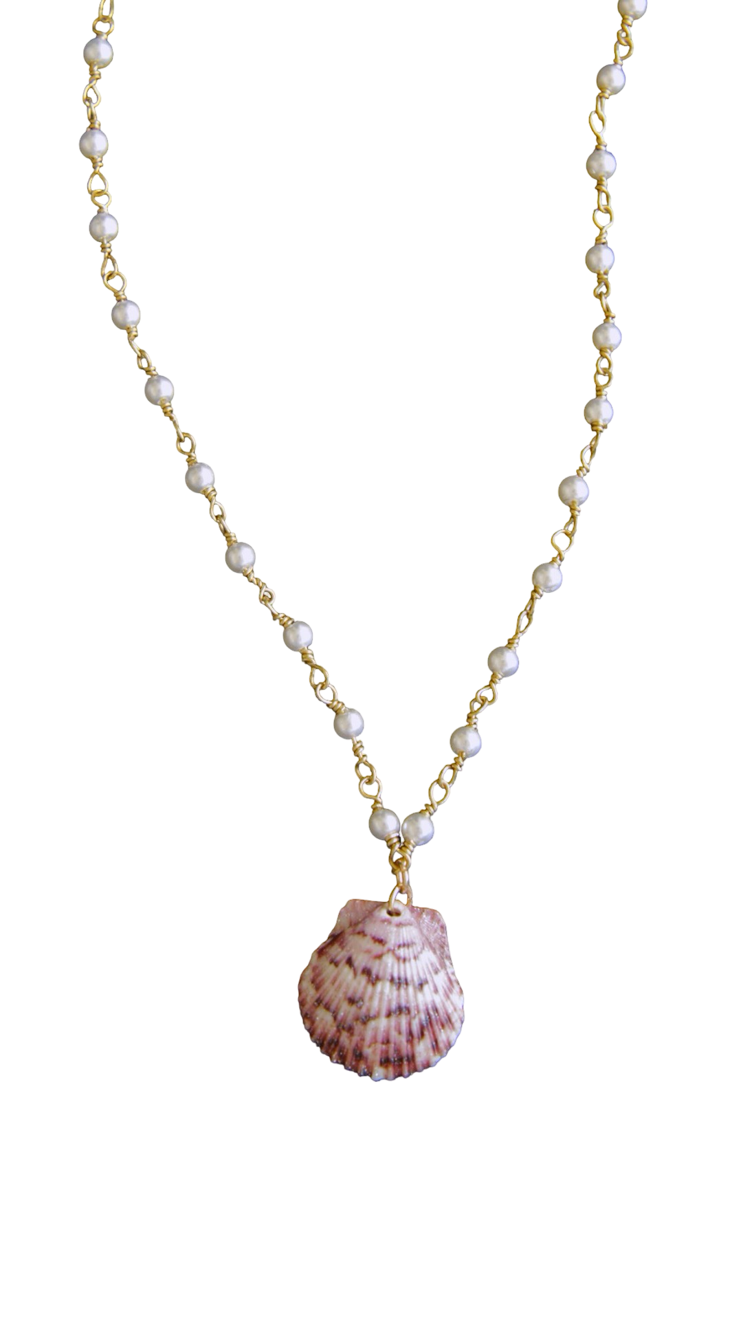 Purple & Pearl Beaded Shell Necklace