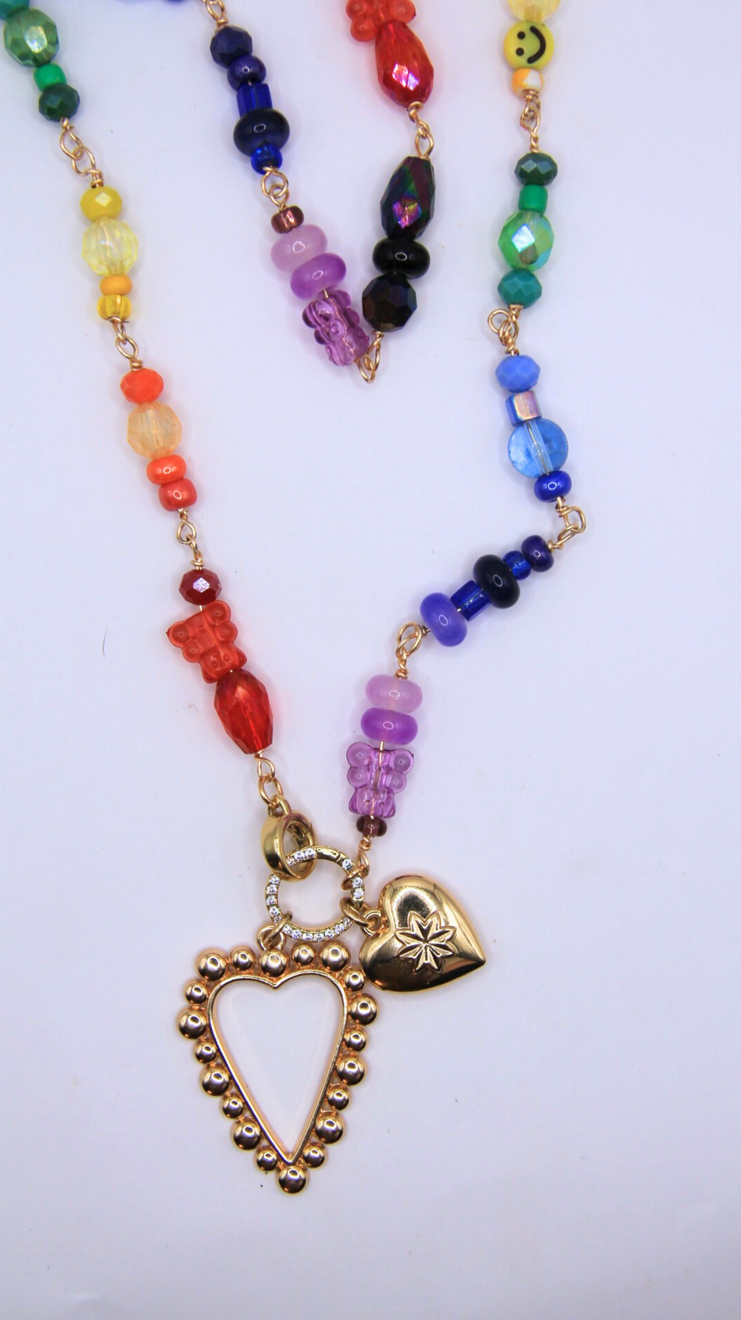 The Rainbow Beaded Wire Wrap Necklace