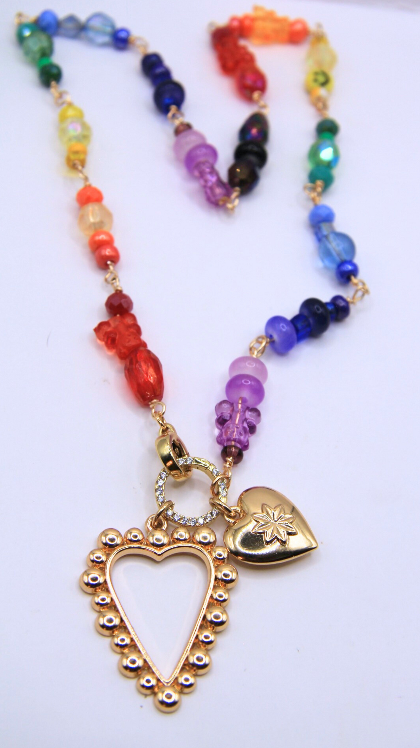 The Rainbow Beaded Wire Wrap Necklace