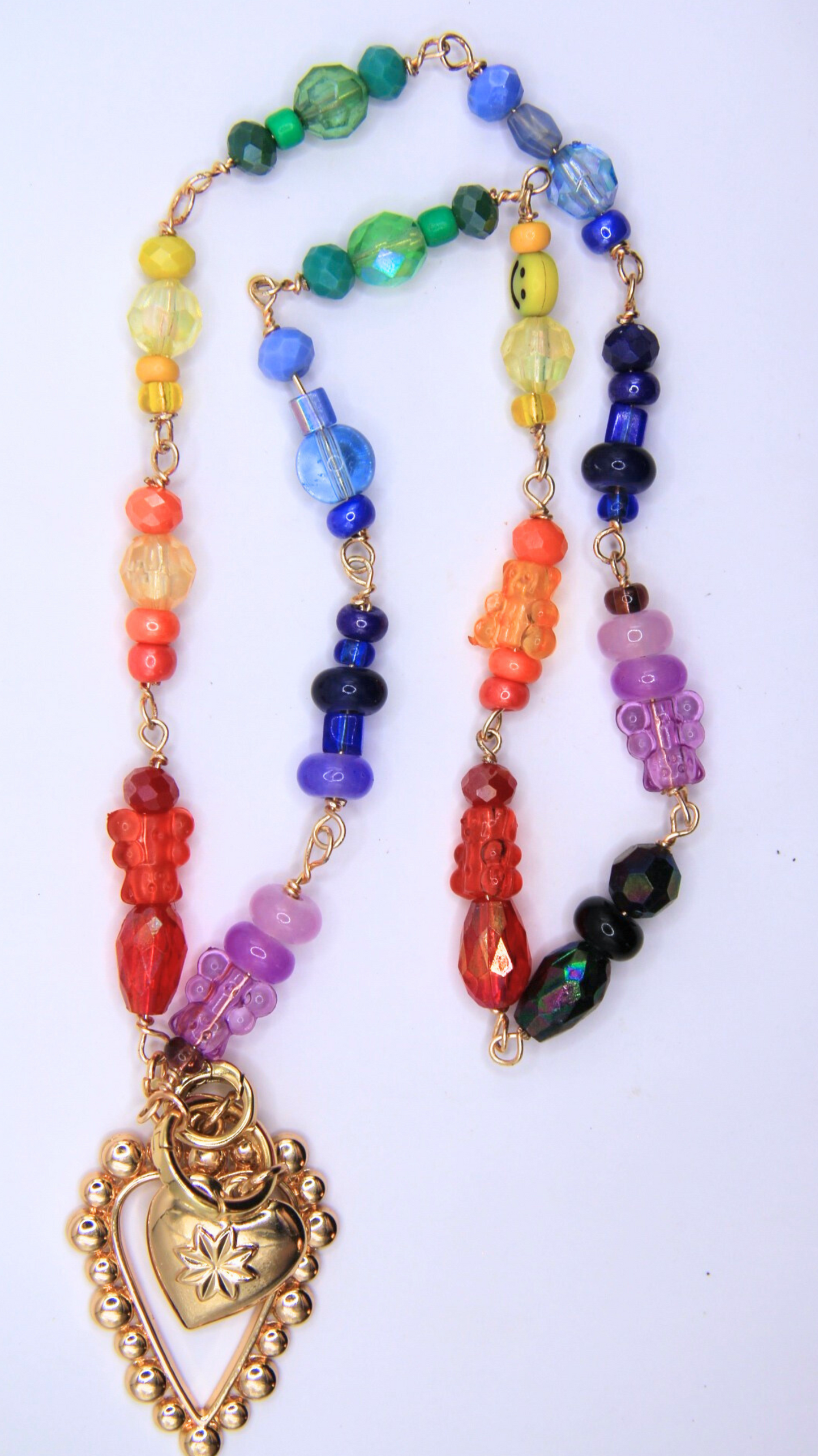 The Rainbow Beaded Wire Wrap Necklace