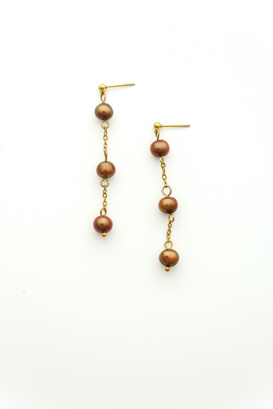The Brown Pearl Drop Earrings
