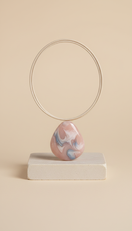 Blush shell resin pendant necklace