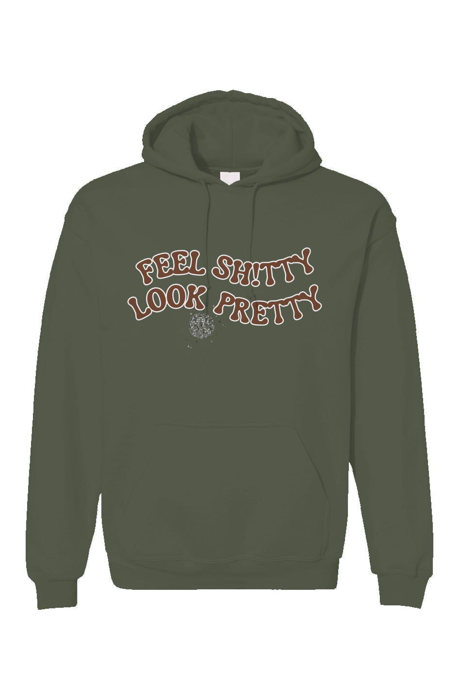 White Outlined Brown Words Hoodie