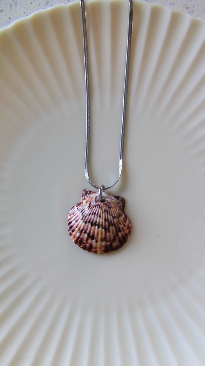 The Silver Flattened Snake Chain Shell Necklace
