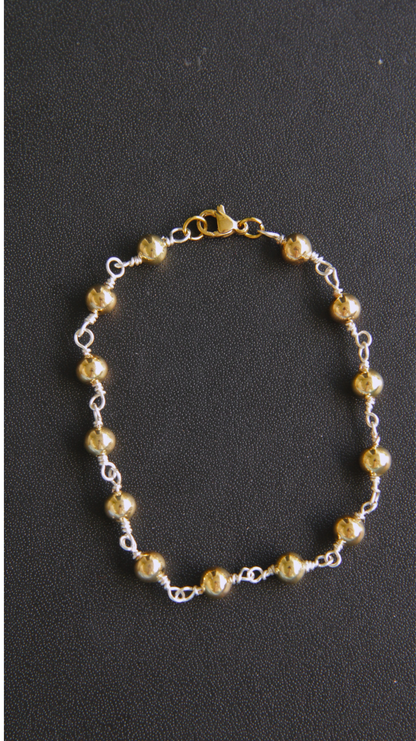 Medium Silver & Gold Bead Bracelet