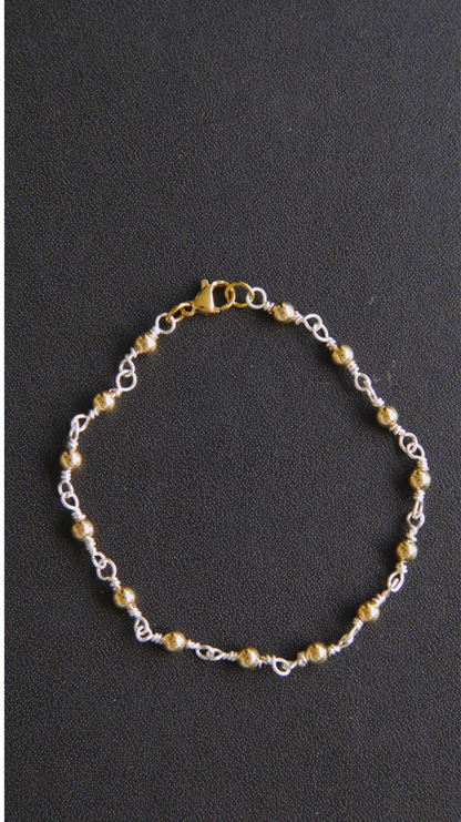 Medium Silver & Gold Bead Bracelet