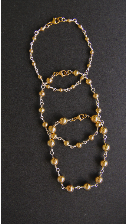 Medium Silver & Gold Bead Bracelet