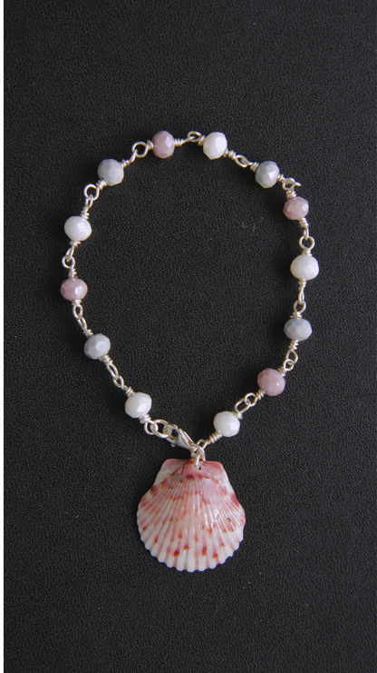 Mauve Beaded Shell Bracelet