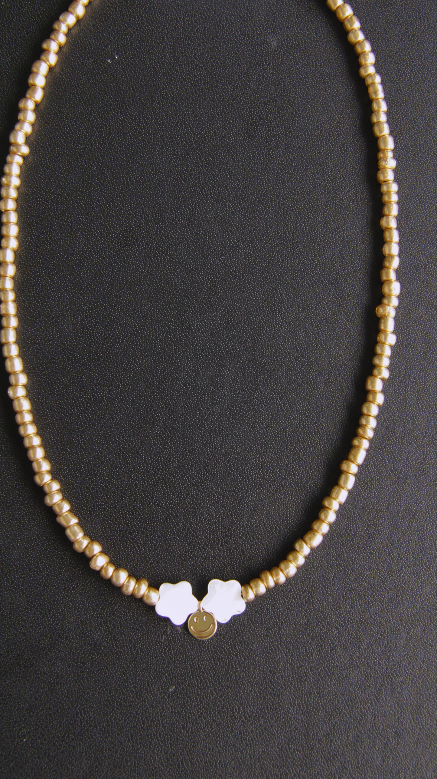 Gold Beaded Smiley Necklace