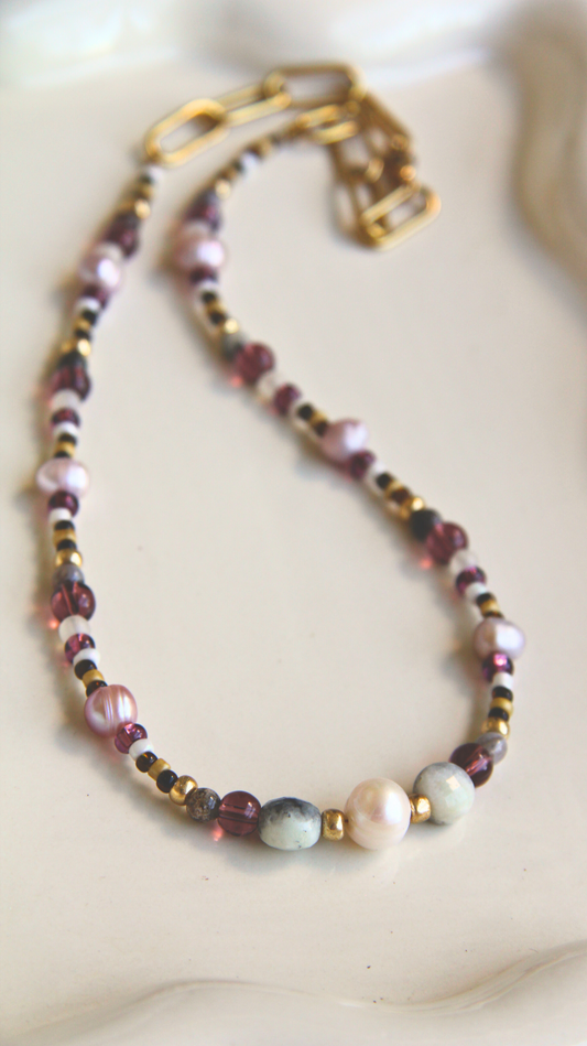 The Purple and Pearl Labradorite Necklace