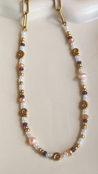 The Purple & White & Pearl Necklace