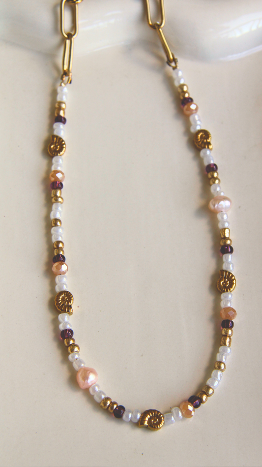 The Purple & White & Pearl Necklace