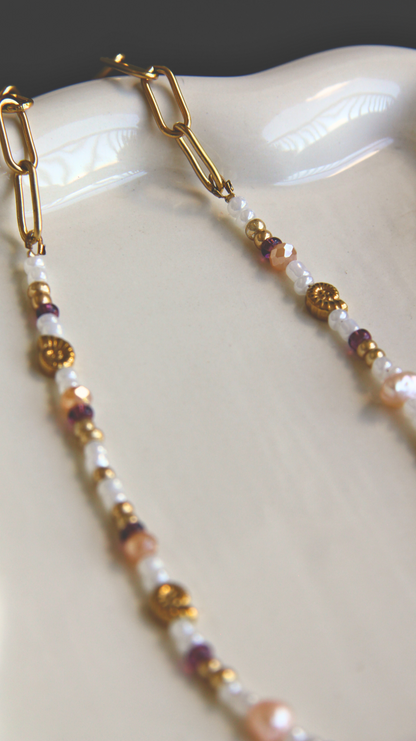 The Purple & White & Pearl Necklace