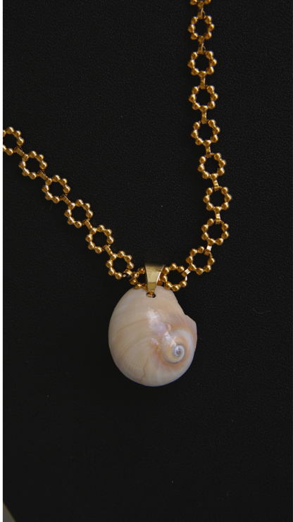 Flower Chain Moon Shell Necklace