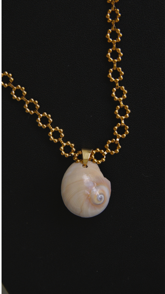 Flower Chain Moon Shell Necklace