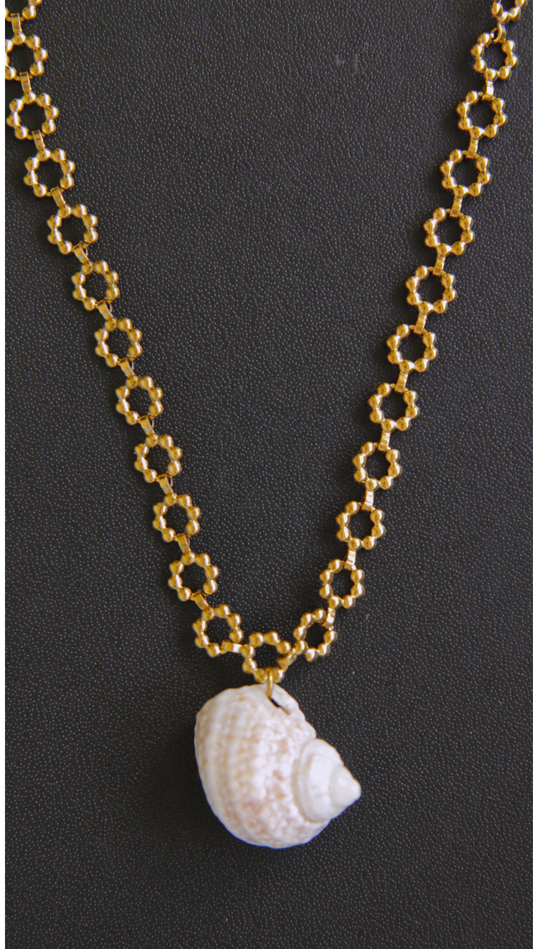 Chestnut Turbo Shell Flower Necklace