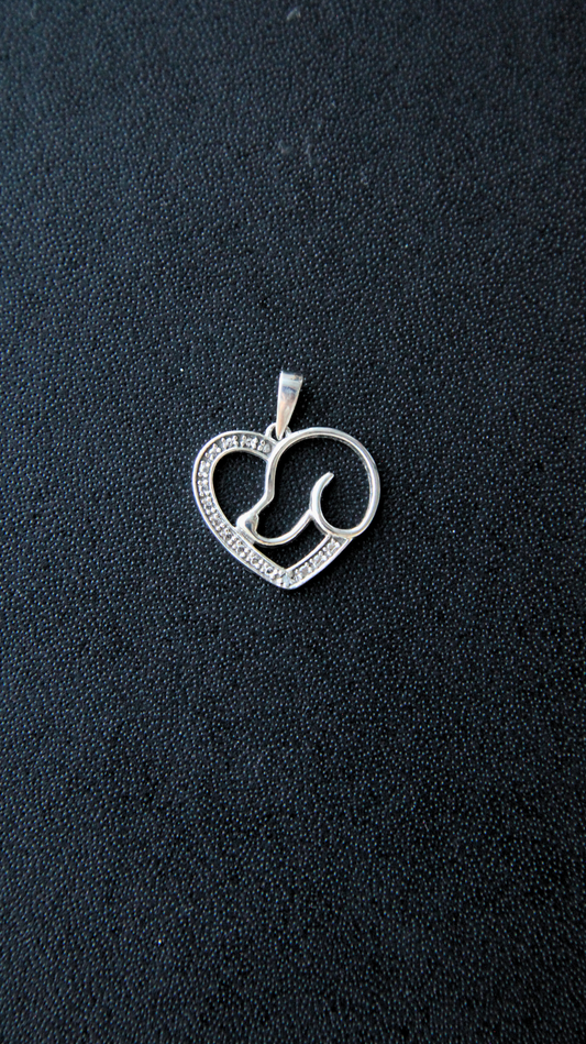 Dog Head Heart Pendant