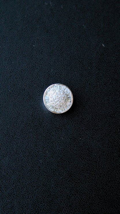 Vintage Silver Round Baguette Diamond Pendant